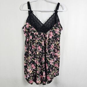 NWT Vintage Victoria's Secret Gold Label Floral Slip Chemise in Black - Size M